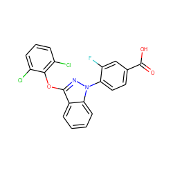 O=C(O)c1ccc(-n2nc(Oc3c(Cl)cccc3Cl)c3ccccc32)c(F)c1 ZINC001772654794