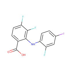 O=C(O)c1ccc(F)c(F)c1Nc1ccc(I)cc1F ZINC000014985564