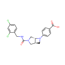 O=C(O)c1ccc(N2C[C@H]3CN(C(=O)NCc4ccc(Cl)cc4Cl)C[C@@H]32)cc1 ZINC000205436368