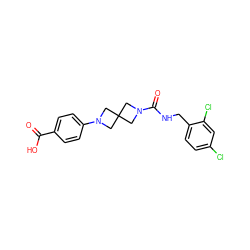 O=C(O)c1ccc(N2CC3(CN(C(=O)NCc4ccc(Cl)cc4Cl)C3)C2)cc1 ZINC000205429547