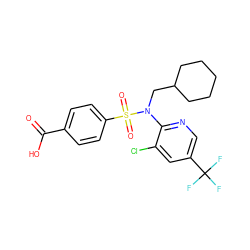 O=C(O)c1ccc(S(=O)(=O)N(CC2CCCCC2)c2ncc(C(F)(F)F)cc2Cl)cc1 ZINC000113162561