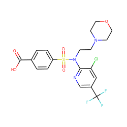 O=C(O)c1ccc(S(=O)(=O)N(CCN2CCOCC2)c2ncc(C(F)(F)F)cc2Cl)cc1 ZINC000113162760