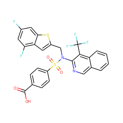 O=C(O)c1ccc(S(=O)(=O)N(Cc2cc3c(F)cc(F)cc3s2)c2ncc3ccccc3c2C(F)(F)F)cc1 ZINC000473213505