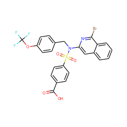 O=C(O)c1ccc(S(=O)(=O)N(Cc2ccc(OC(F)(F)F)cc2)c2cc3ccccc3c(Br)n2)cc1 ZINC000261137795