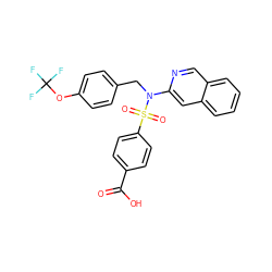 O=C(O)c1ccc(S(=O)(=O)N(Cc2ccc(OC(F)(F)F)cc2)c2cc3ccccc3cn2)cc1 ZINC000261160560
