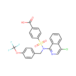 O=C(O)c1ccc(S(=O)(=O)N(Cc2ccc(OC(F)(F)F)cc2)c2ncc(Cl)c3ccccc23)cc1 ZINC000261136842