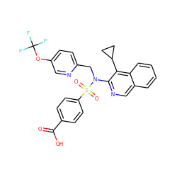 O=C(O)c1ccc(S(=O)(=O)N(Cc2ccc(OC(F)(F)F)cn2)c2ncc3ccccc3c2C2CC2)cc1 ZINC000261099984