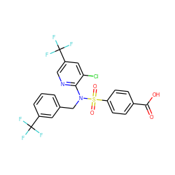 O=C(O)c1ccc(S(=O)(=O)N(Cc2cccc(C(F)(F)F)c2)c2ncc(C(F)(F)F)cc2Cl)cc1 ZINC000113158093