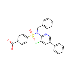 O=C(O)c1ccc(S(=O)(=O)N(Cc2ccccc2)c2ncc(-c3ccccc3)cc2Cl)cc1 ZINC000113165784