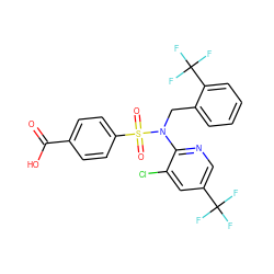 O=C(O)c1ccc(S(=O)(=O)N(Cc2ccccc2C(F)(F)F)c2ncc(C(F)(F)F)cc2Cl)cc1 ZINC000113166100