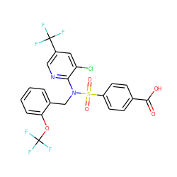 O=C(O)c1ccc(S(=O)(=O)N(Cc2ccccc2OC(F)(F)F)c2ncc(C(F)(F)F)cc2Cl)cc1 ZINC000113165696