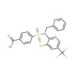 O=C(O)c1ccc(S(=O)(=O)N(Cc2ccccn2)c2ncc(C(F)(F)F)cc2Cl)cc1 ZINC000113162085