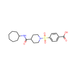 O=C(O)c1ccc(S(=O)(=O)N2CCC(C(=O)NC3CCCCCC3)CC2)cc1 ZINC000082157809