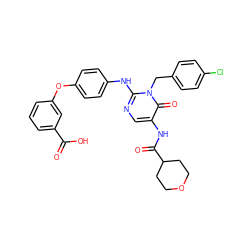 O=C(O)c1cccc(Oc2ccc(Nc3ncc(NC(=O)C4CCOCC4)c(=O)n3Cc3ccc(Cl)cc3)cc2)c1 ZINC000219574849