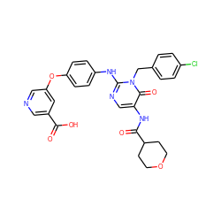 O=C(O)c1cncc(Oc2ccc(Nc3ncc(NC(=O)C4CCOCC4)c(=O)n3Cc3ccc(Cl)cc3)cc2)c1 ZINC000204092484