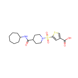 O=C(O)c1csc(S(=O)(=O)N2CCC(C(=O)NC3CCCCCC3)CC2)c1 ZINC000073222612