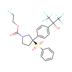 O=C(OCCF)N1CC[C@](c2ccc(C(O)(C(F)(F)F)C(F)(F)F)cc2)(S(=O)(=O)c2ccccc2)C1 ZINC001772634012