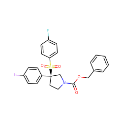 O=C(OCc1ccccc1)N1CC[C@@](c2ccc(I)cc2)(S(=O)(=O)c2ccc(F)cc2)C1 ZINC001772630101