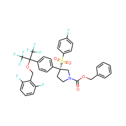 O=C(OCc1ccccc1)N1CC[C@](c2ccc(C(OCc3c(F)cccc3F)(C(F)(F)F)C(F)(F)F)cc2)(S(=O)(=O)c2ccc(F)cc2)C1 ZINC001772632585