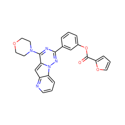 O=C(Oc1cccc(-c2nc(N3CCOCC3)c3cc4ncccc4n3n2)c1)c1ccco1 ZINC000082158315