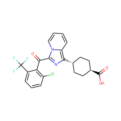 O=C(c1c(Cl)cccc1C(F)(F)F)c1nc([C@H]2CC[C@H](C(=O)O)CC2)c2ccccn12 ZINC000473104898