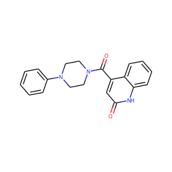 O=C(c1cc(=O)[nH]c2ccccc12)N1CCN(c2ccccc2)CC1 ZINC000012543379