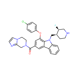 O=C(c1cc(Oc2ccc(Cl)cc2)c2c(c1)c1ccccc1n2C[C@@H]1CCNC[C@@H]1F)N1CCn2ccnc2C1 ZINC000028889712