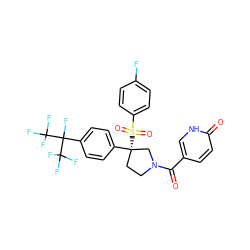 O=C(c1ccc(=O)[nH]c1)N1CC[C@](c2ccc(C(F)(C(F)(F)F)C(F)(F)F)cc2)(S(=O)(=O)c2ccc(F)cc2)C1 ZINC001772628247