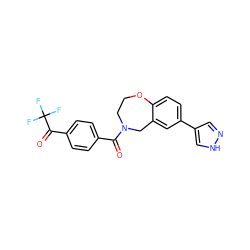 O=C(c1ccc(C(=O)C(F)(F)F)cc1)N1CCOc2ccc(-c3cn[nH]c3)cc2C1 ZINC000095586414