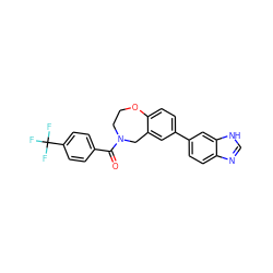 O=C(c1ccc(C(F)(F)F)cc1)N1CCOc2ccc(-c3ccc4nc[nH]c4c3)cc2C1 ZINC000095590045