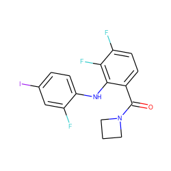 O=C(c1ccc(F)c(F)c1Nc1ccc(I)cc1F)N1CCC1 ZINC000060326357