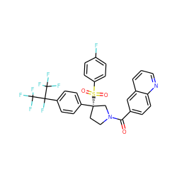 O=C(c1ccc2ncccc2c1)N1CC[C@](c2ccc(C(F)(C(F)(F)F)C(F)(F)F)cc2)(S(=O)(=O)c2ccc(F)cc2)C1 ZINC001772631196