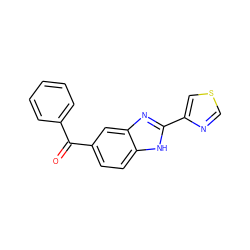 O=C(c1ccccc1)c1ccc2[nH]c(-c3cscn3)nc2c1 ZINC000013679489