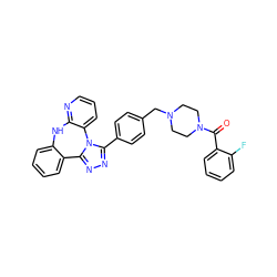 O=C(c1ccccc1F)N1CCN(Cc2ccc(-c3nnc4n3-c3cccnc3Nc3ccccc3-4)cc2)CC1 ZINC000096174074