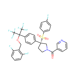 O=C(c1cccnc1)N1CC[C@](c2ccc(C(OCc3c(F)cccc3F)(C(F)(F)F)C(F)(F)F)cc2)(S(=O)(=O)c2ccc(F)cc2)C1 ZINC001772577647