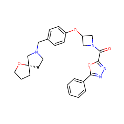 O=C(c1nnc(-c2ccccc2)o1)N1CC(Oc2ccc(CN3CC[C@@]4(CCCO4)C3)cc2)C1 ZINC000169701439