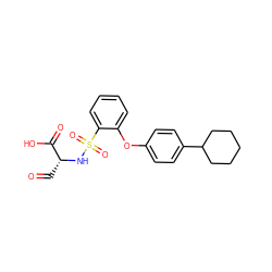 O=C[C@@H](NS(=O)(=O)c1ccccc1Oc1ccc(C2CCCCC2)cc1)C(=O)O ZINC000026670922