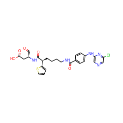 O=C[C@H](CC(=O)O)NC(=O)[C@@H](CCCCNC(=O)c1ccc(Nc2cncc(Cl)n2)cc1)c1cccs1 ZINC000028569142