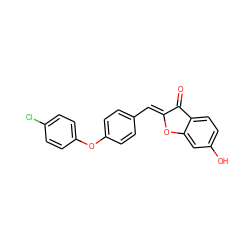 O=C1/C(=C/c2ccc(Oc3ccc(Cl)cc3)cc2)Oc2cc(O)ccc21 ZINC000169334661