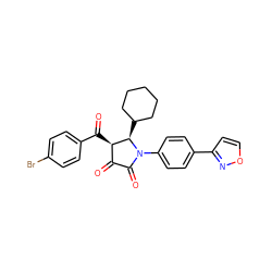 O=C1C(=O)N(c2ccc(-c3ccon3)cc2)[C@H](C2CCCCC2)[C@@H]1C(=O)c1ccc(Br)cc1 ZINC000169694850