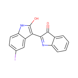 O=C1C(c2c(O)[nH]c3ccc(I)cc23)=Nc2ccccc21 ZINC000006117069