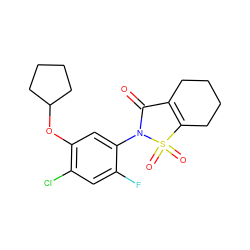 O=C1C2=C(CCCC2)S(=O)(=O)N1c1cc(OC2CCCC2)c(Cl)cc1F ZINC000103176750