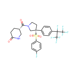 O=C1CC[C@H](C(=O)N2CC[C@](c3ccc(C(F)(C(F)(F)F)C(F)(F)F)cc3)(S(=O)(=O)c3ccc(F)cc3)C2)CN1 ZINC001772643590