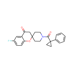 O=C1CC2(CCN(C(=O)C3(c4ccccc4)CC3)CC2)Oc2ccc(F)cc21 ZINC000039226787