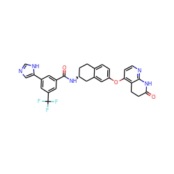 O=C1CCc2c(Oc3ccc4c(c3)C[C@H](NC(=O)c3cc(-c5cnc[nH]5)cc(C(F)(F)F)c3)CC4)ccnc2N1 ZINC000205014000