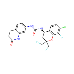 O=C1CCc2ccc(NC(=O)N[C@@H]3CC(CF)(CF)Oc4c3ccc(Cl)c4F)cc2N1 ZINC000143594180
