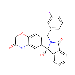 O=C1COc2ccc([C@]3(O)c4ccccc4C(=O)N3Cc3cccc(I)c3)cc2N1 ZINC000116255979