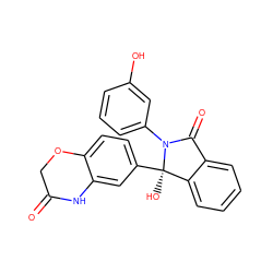 O=C1COc2ccc([C@]3(O)c4ccccc4C(=O)N3c3cccc(O)c3)cc2N1 ZINC000116254610