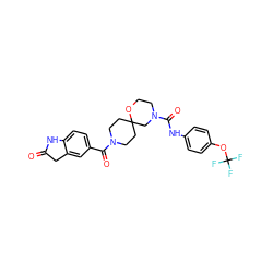 O=C1Cc2cc(C(=O)N3CCC4(CC3)CN(C(=O)Nc3ccc(OC(F)(F)F)cc3)CCO4)ccc2N1 ZINC000103230969