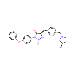 O=C1N/C(=C\c2ccc(CN3CC[C@@H](O)C3)cc2)C(=O)N1c1ccc(Oc2ccccc2)cc1 ZINC000028899283